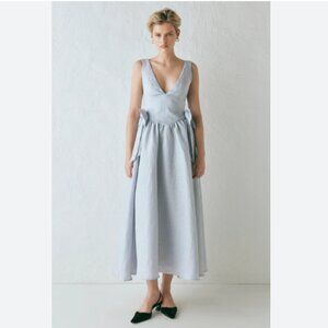 VRG GRL - Daphne Linen Midi Dress - Powder